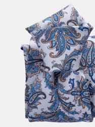 Firenze Blue Printed Silk Tie - Blue