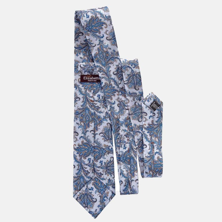 Firenze Blue Printed Silk Tie