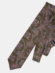 Firenze - Olive Printed Silk Tie