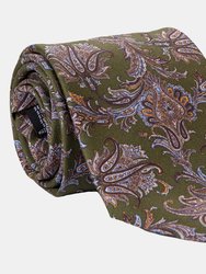 Firenze Olive XL Printed Silk Tie - Olive