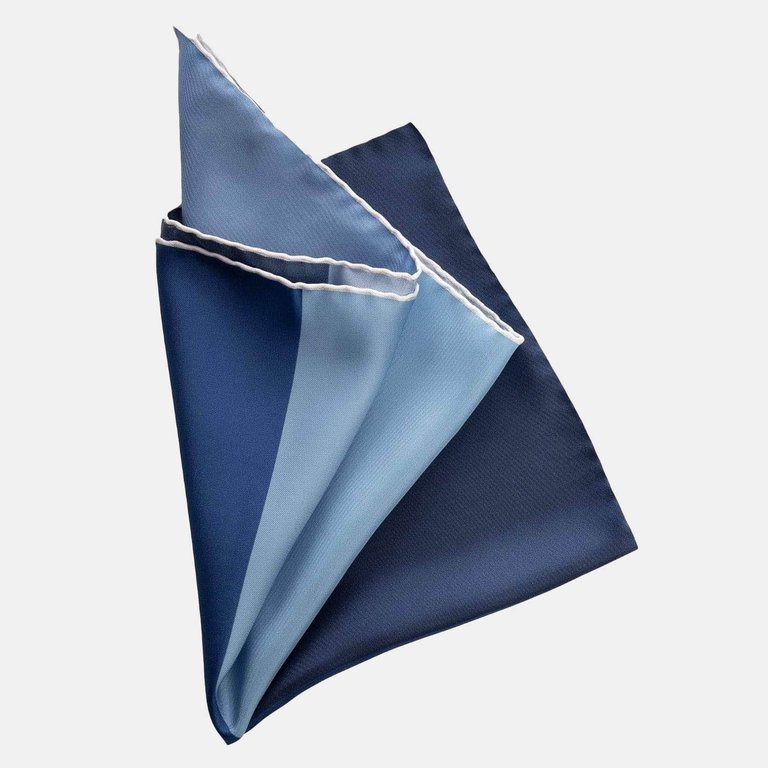 Italo Marine Large Silk Pocket Square - Marine