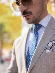 Lugano White Large Silk Pocket Square