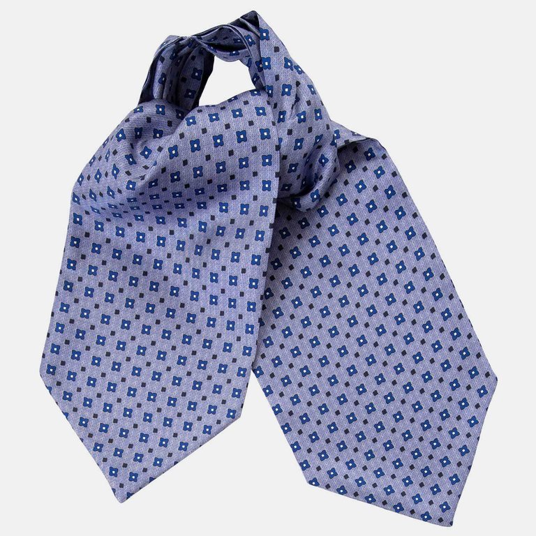 Montalcino Silk Ascot Cravat Tie - Blue