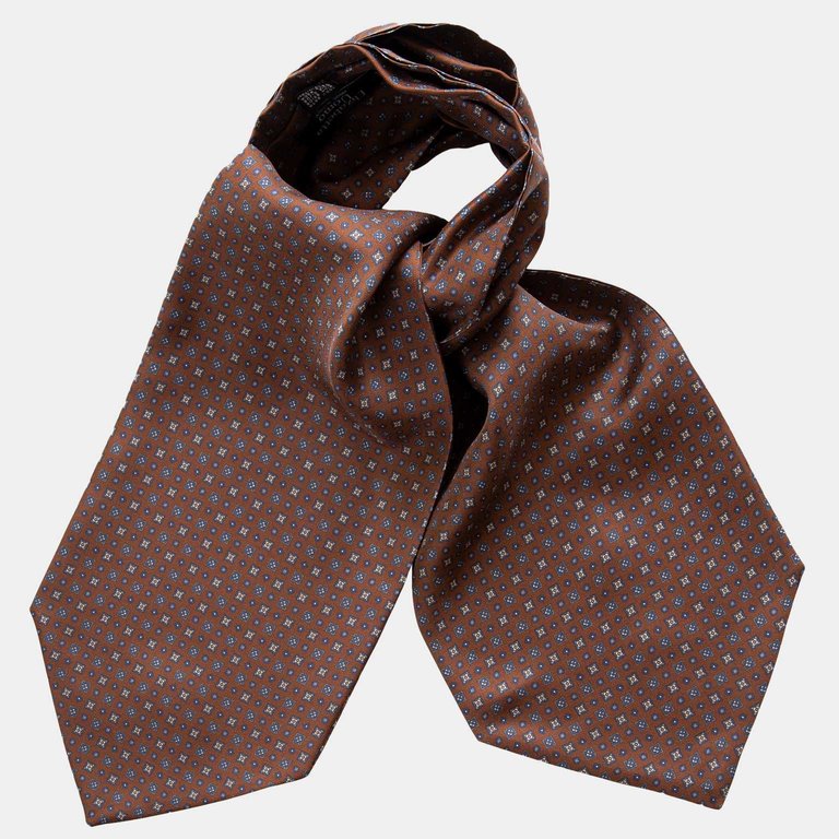 Navona Chocolate Silk Ascot Cravat Tie - Chocolate