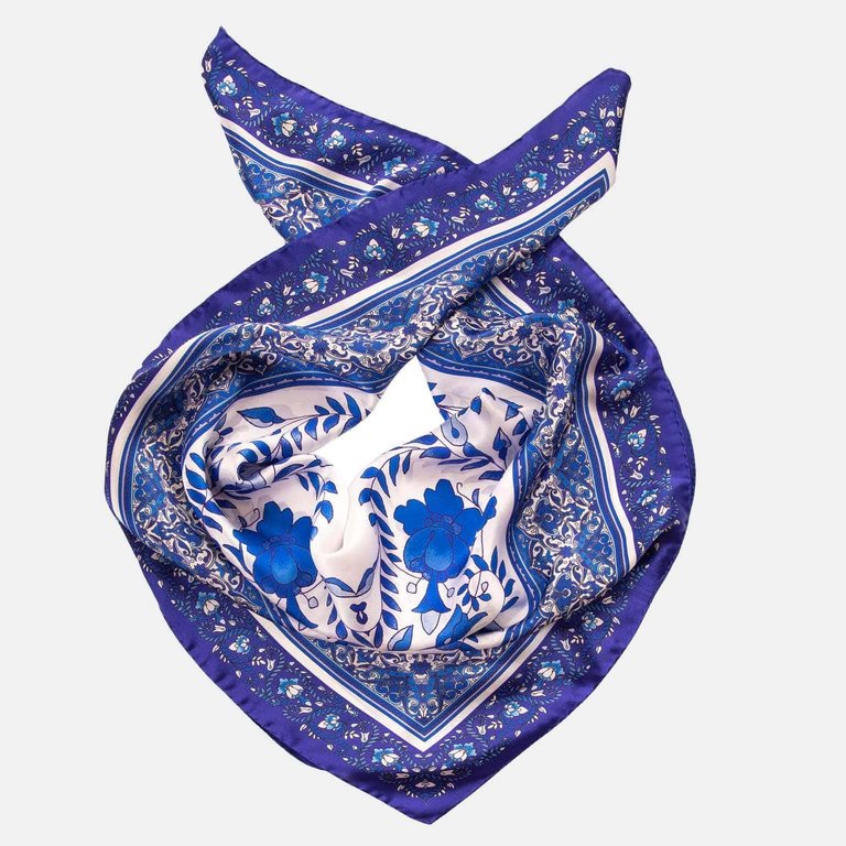 Parigi Blue Silk Foulard - Blue