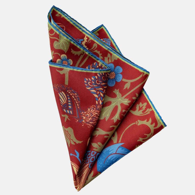 Pavone Chianti Red Silk Pocket Square - Chianti