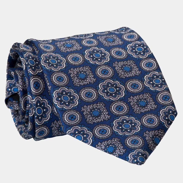 Ravenna Royal Blue XL Printed Silk Tie - Royal Blue