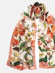 Rosa Peach Long Satin Silk Scarf - Peach