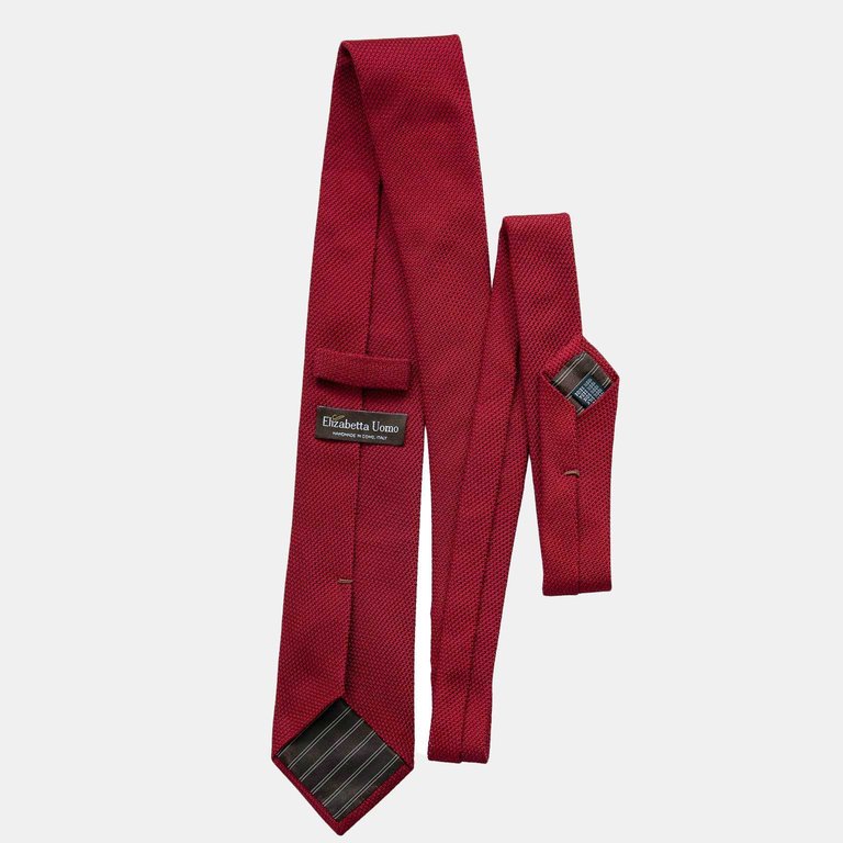 Rosso Dark Red Silk Grenadine Tie