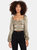 Alexa Crop Blouson Sleeve Blouse - Snake