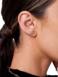 14K And Diamond Leaf Single Stud Earring