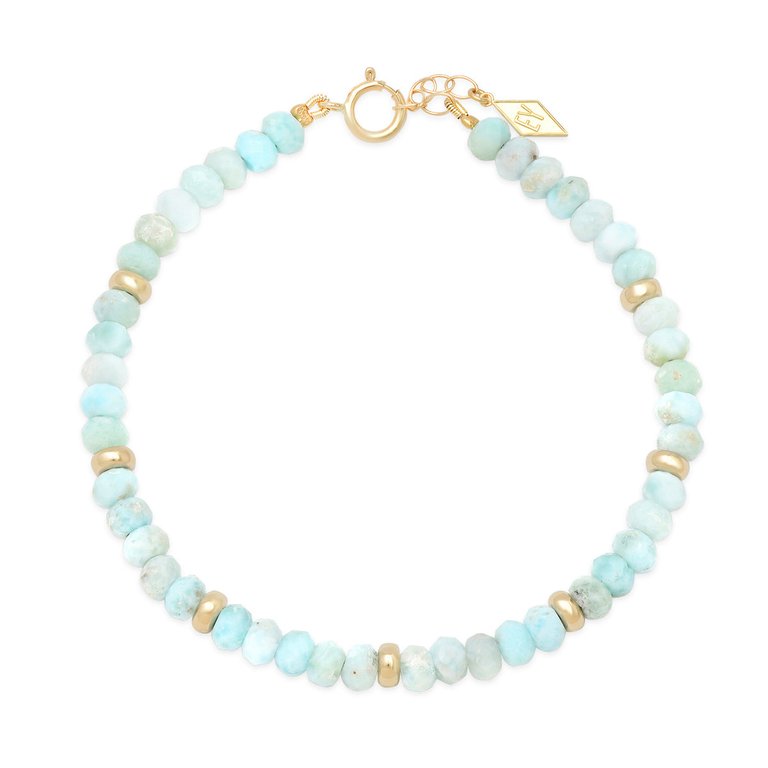 14K Gold And Gemstone Healing Bracelet - Larimar