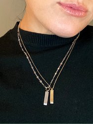 14K Gold Engravable Vertical Bar Necklace With Diamonds