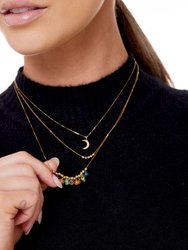 14K Gold Movable Multi Gemstone Beaded Necklace