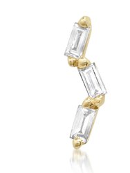 14K "Zig Zag" Baguette Diamond Single Stud Earring - Gold