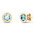 Blue Topaz "Pyramid" Studs With 14K Yellow Gold And Diamonds - Yellow Gold