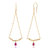 "Chandelier" Earrings With 14K Gold Beads And A Teardrop Ruby - Gold