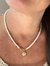 Chunky Knotted Gemstone Diamond Charm Necklace - Pearl