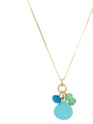 Gemstone Cluster Necklace - Chalcedony, Aventurine, Apatite - Blue Chalcedony, Aventurine, Apatite