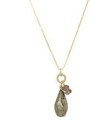 Gemstone Cluster Necklace - Pyrite And Smoky Topaz - Pyrite & Smoky Topaz