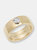 "Liquid Metal" 14K Yellow Gold Wide Hammered Band With Natural Rose Cut Diamond, Ruby, Or Turquoise - Yellow Gold/Diamond