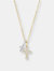 Pave Diamond 14K Gold Double Cross Necklace - Gold
