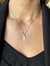 Sterling Silver Engravable Vertical Bar Necklace with 14K Gold Rings and Diamonds