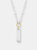 Sterling Silver Engravable Vertical Bar Necklace with 14K Gold Rings and Diamonds - Sterling Silver