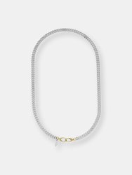 Sterling Silver "Heavy Metal" Curb Chain Necklace With Two Part 14K Gold Lobster Clasp - Sterling Silver