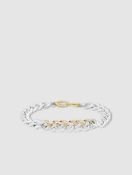 Sterling Silver "Heavy Metal" Hand Wire-Wrapped Chain Bracelet With Two Part 14K Gold Lobster Clasp - Two-Toned