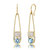 The "Candy Rush" 14K Gold Double Gem Linear Earring - White Mother Of Pearl And Blue Topaz