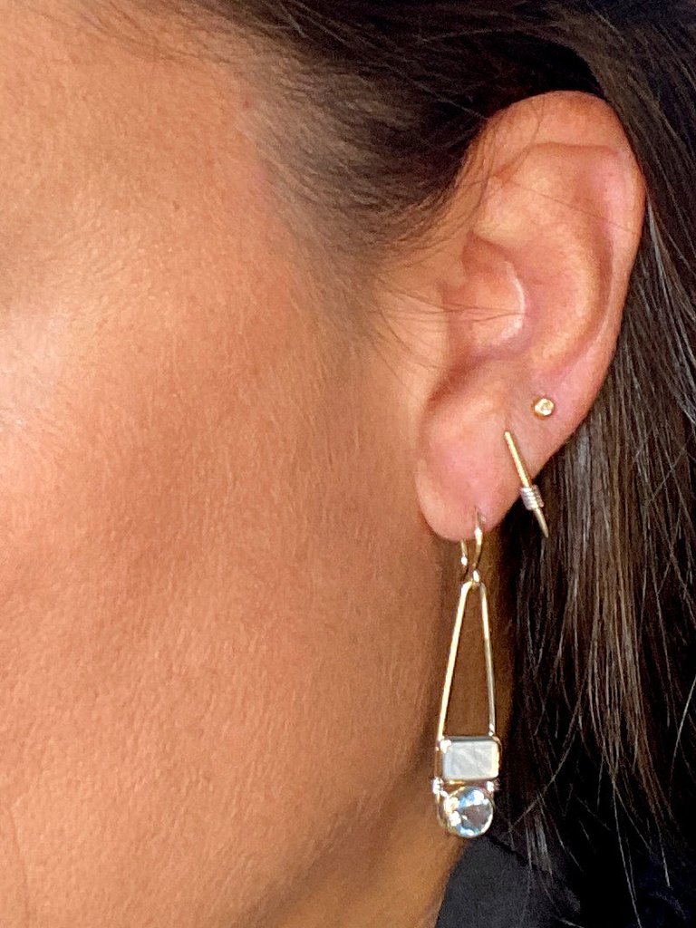 The "Candy Rush" 14K Gold Double Gem Linear Earring