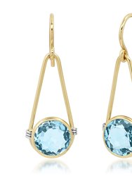 The "Candy Rush" 14K Gold Single Gem Linear Earring - Blue Topaz