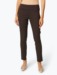 Ankle Button Detail Pants - Chocolate Brown