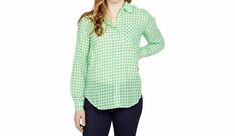 Day Button Front Shirt - Green/White