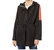 Zip Front Hooded Anorak Jacket With Contrast Tape - Black