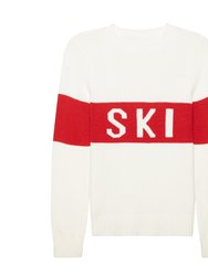 Block Ski Crewneck Sweater - White