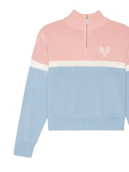 Simple Color Blocked Quarter Zip Sweater - Multi