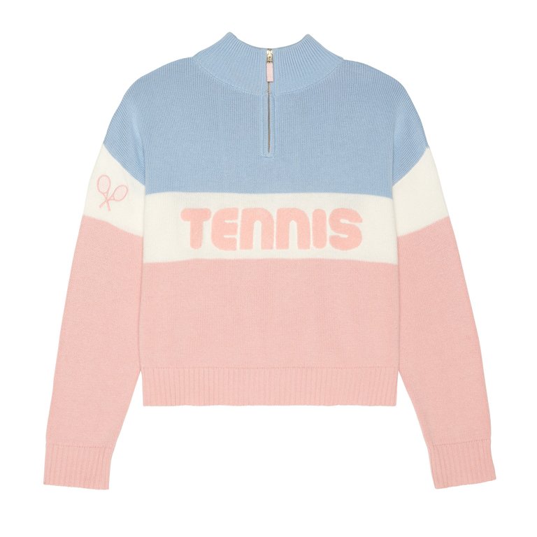 Tennis Color Blocked Quarter Zip Sweater - Multi