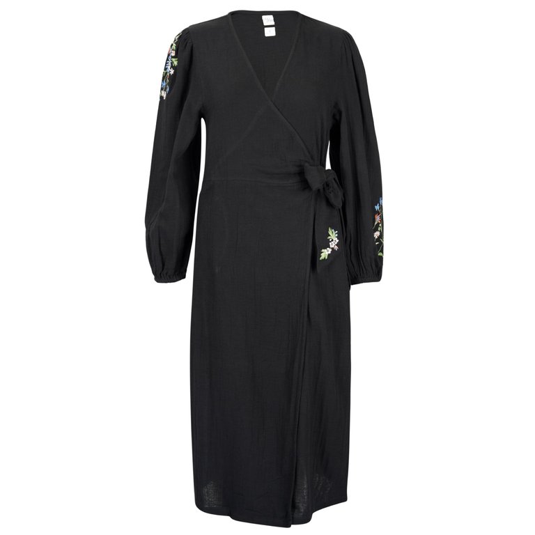 Lily Of The Valley Wrap Dress - Black
