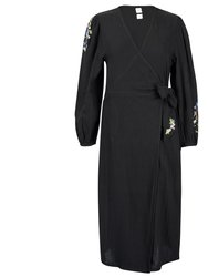 Lily Of The Valley Wrap Dress - Black