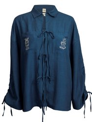 Olympia Embroidered Shirt - Blue