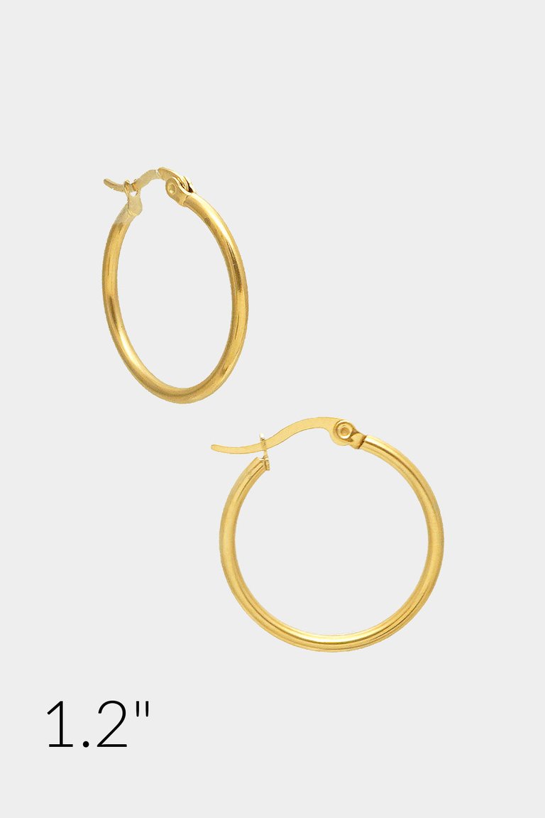 1.2" Bold Hoop Earrings - Gold