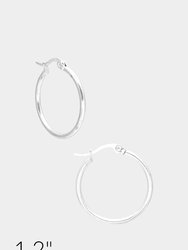 1.2" Bold Hoop Earrings - Silver