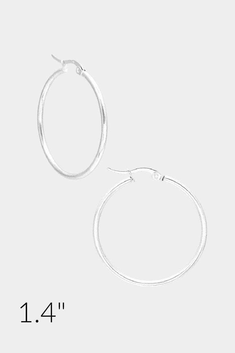 1.4" Hoop Earrings - Silver