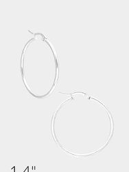 1.4" Hoop Earrings - Silver