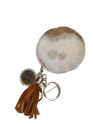 Authentic Fur Keychain With Upcycled Charm - Brown