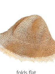 Frayed Edge Straw Bucket Hat