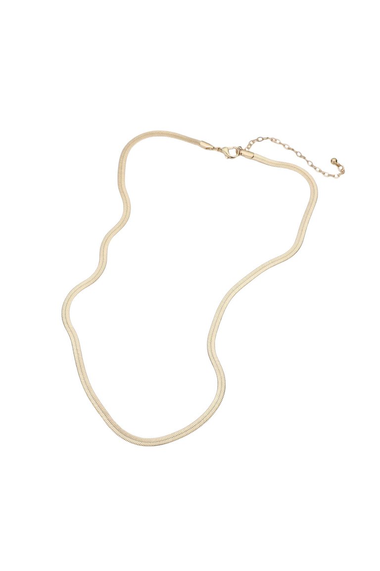 Herringbone Liquid Gold Necklace With Extender - Gold