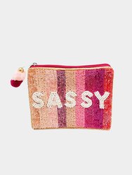 Sassy Beaded Pouch Bag - Pink